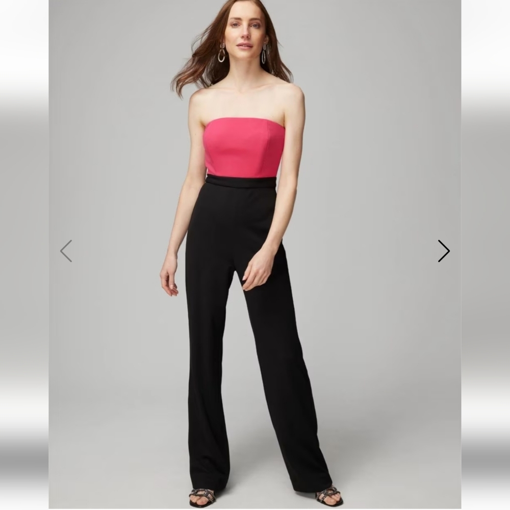 White House Black Market Pink Strapless Jumpsuit